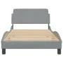 Bed frame with light gray fabric headboard 100x200 cm by , Beds and slatted bases - Ref: Foro24-373125, Price: 103,04 €, Disc...