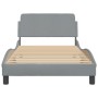 Estructura de cama con cabecero de tela gris claro 100x200 cm