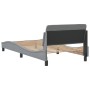 Bed frame with light gray fabric headboard 100x200 cm by , Beds and slatted bases - Ref: Foro24-373125, Price: 97,31 €, Disco...