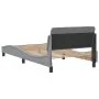 Bed frame with light gray fabric headboard 100x200 cm by , Beds and slatted bases - Ref: Foro24-373125, Price: 103,04 €, Disc...