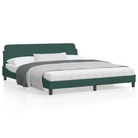 Estructura cama con cabecero terciopelo verde oscuro 180x200 cm