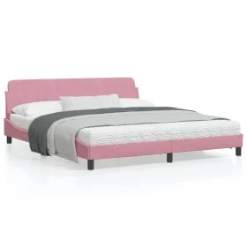 Bed frame with pink velvet headboard 180x200 cm by , Beds and slatted bases - Ref: Foro24-373237, Price: 172,47 €, Discount: %