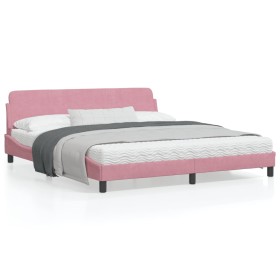 Bettgestell mit rosa Samtkopfteil 180x200 cm von , Betten und Lattenroste - Ref: Foro24-373237, Preis: 175,23 €, Rabatt: %