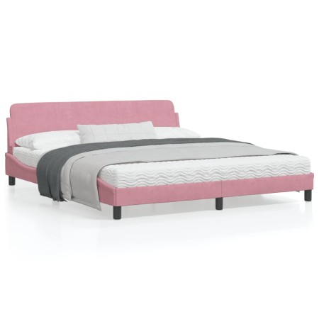 Bed frame with pink velvet headboard 180x200 cm by , Beds and slatted bases - Ref: Foro24-373237, Price: 175,10 €, Discount: %