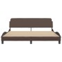 Bed frame with brown synthetic leather headboard 180x200 cm by , Beds and slatted bases - Ref: Foro24-373240, Price: 160,43 €...