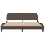 Bed frame with brown synthetic leather headboard 180x200 cm by , Beds and slatted bases - Ref: Foro24-373240, Price: 193,50 €...