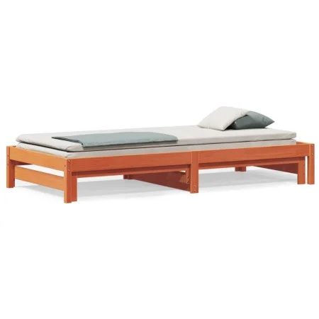 Sofá cama nido madera maciza de pino marrón cera 90x200 cm de , Camas y somieres - Ref: Foro24-844402, Precio: 131,83 €, Desc...