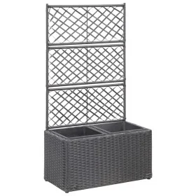 Spalier und Blumenbeet 2 Töpfe schwarzes synthetisches Rattan 58x30x107 cm von vidaXL, Töpfe und Pflanzgefäße - Ref: Foro24-4...