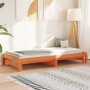 Solid pine wood brown wax trundle sofa bed 90x200 cm by , Beds and slatted bases - Ref: Foro24-844402, Price: 133,55 €, Disco...