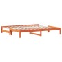 Solid pine wood brown wax trundle sofa bed 90x200 cm by , Beds and slatted bases - Ref: Foro24-844402, Price: 133,55 €, Disco...