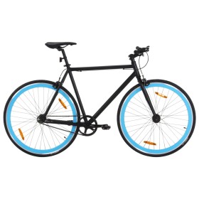 Bicicleta de piñón fijo negro y azul 700c 55 cm