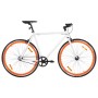 Bicicleta de piñón fijo blanco y naranja 700c 55 cm