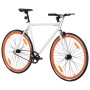 Bicicleta de piñón fijo blanco y naranja 700c 55 cm