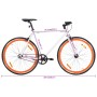 Bicicleta de piñón fijo blanco y naranja 700c 55 cm