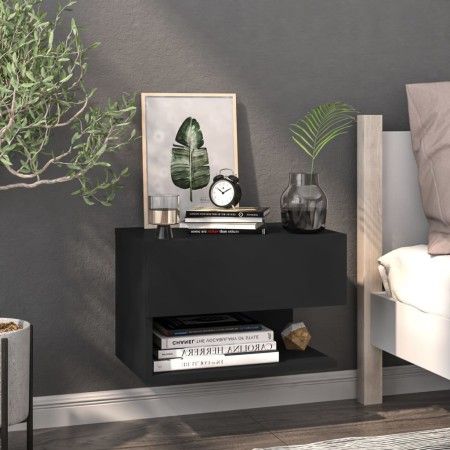 Mesita de noche de pared negra de vidaXL, Mesitas de noche - Ref: Foro24-810955, Precio: 40,27 €, Descuento: %