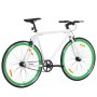 Bicicleta de piñón fijo blanco y verde 700c 51 cm