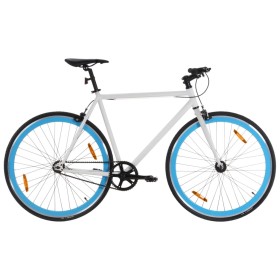 Bicicleta de piñón fijo blanco y azul 700c 55 cm