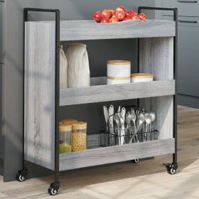 Carrito de cocina madera de ingeniería gris Sonoma 70x30x82 cm