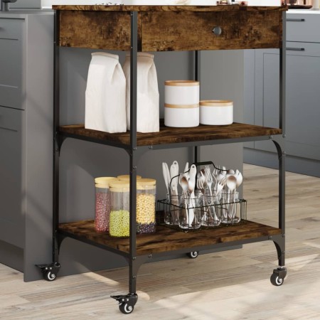 Carrito de cocina madera ingeniería roble ahumado 60x48x89,5 cm by , Kitchen and dining carts - Ref: Foro24-842373, Price: 81...