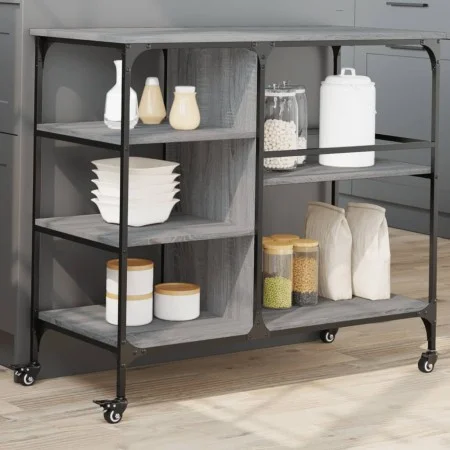 Carrito de cocina madera ingeniería gris Sonoma 100x45x89,5 cm by , Kitchen and dining carts - Ref: Foro24-842384, Price: 105...