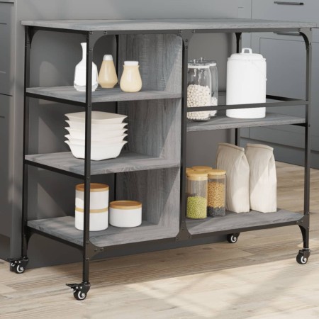 Carrito de cocina madera ingeniería gris Sonoma 100x45x89,5 cm by , Kitchen and dining carts - Ref: Foro24-842384, Price: 107...