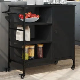 Küchenwagen aus schwarzem Ingenieurholz 87,5x38,5x84,5 cm von , Küchen- und Speisewagen - Ref: Foro24-842386, Preis: 134,77 €...