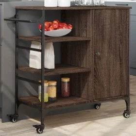 Carrito de cocina de madera marrón roble 87,5x38,5x84,5 cm by , Kitchen and dining carts - Ref: Foro24-842390, Price: 100,36 ...