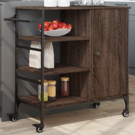 Küchenwagen aus braunem Eichenholz 87,5x38,5x84,5 cm von , Küchen- und Speisewagen - Ref: Foro24-842390, Preis: 101,89 €, Rab...