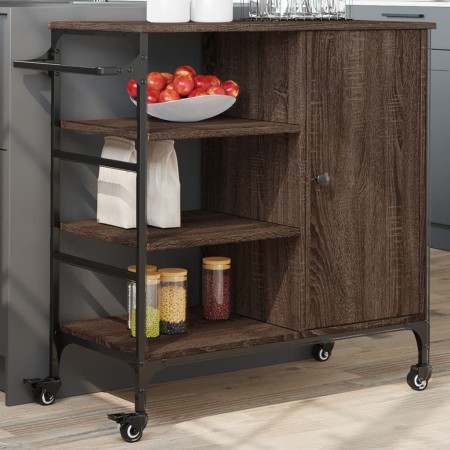 Küchenwagen aus braunem Eichenholz 87,5x38,5x84,5 cm von , Küchen- und Speisewagen - Ref: Foro24-842390, Preis: 101,89 €, Rab...