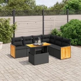 Garten-Essgruppe 7-teilig mit schwarzen Polstern aus synthetischem Rattan. von , Gartensets - Ref: Foro24-3273974, Preis: 487...
