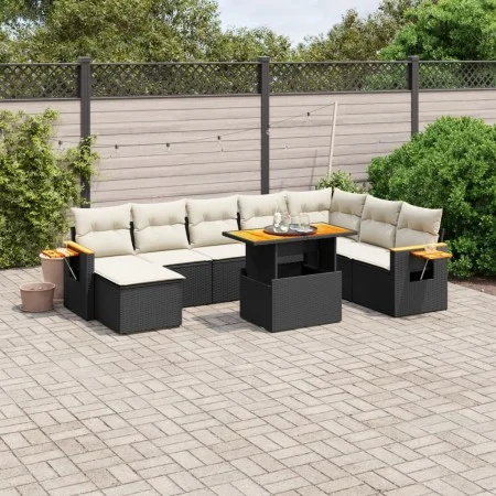 Set de sofás de jardín 8 piezas y cojines ratán sintético negro by , Garden sets - Ref: Foro24-3273632, Price: 513,79 €, Disc...