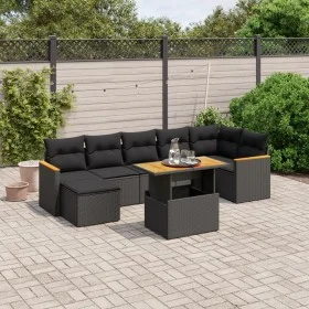 Set de sofás de jardín 8 piezas y cojines ratán sintético negro by , Garden sets - Ref: Foro24-3273183, Price: 532,57 €, Disc...