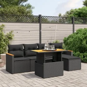 Set de sofás de jardín 6 piezas y cojines ratán sintético negro by , Garden sets - Ref: Foro24-3276030, Price: 390,45 €, Disc...