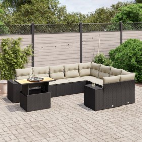 Set de sofás de jardín 10 pzas cojines ratán sintético negro by , Garden sets - Ref: Foro24-3272799, Price: 599,30 €, Discoun...