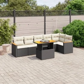 Set de comedor de jardín 7 pzas y cojines ratán sintético negro by , Garden sets - Ref: Foro24-3273086, Price: 452,52 €, Disc...