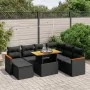 Set de sofás de jardín 8 piezas y cojines ratán sintético negro by , Garden sets - Ref: Foro24-3276051, Price: 537,54 €, Disc...