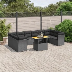 Set de sofás de jardín 11 pzas y cojines ratán sintético negro by , Garden sets - Ref: Foro24-3271020, Price: 746,22 €, Disco...