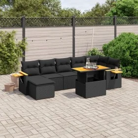8-teiliges Gartensofa-Set und Kissen aus schwarzem Kunststoff-Rattan. von , Gartensets - Ref: Foro24-3273624, Preis: 555,26 €...