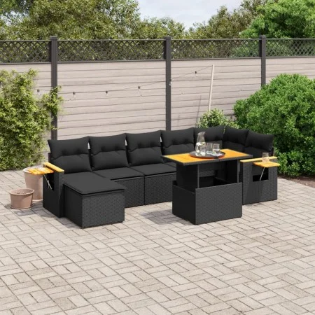 8-teiliges Gartensofa-Set und Kissen aus schwarzem Kunststoff-Rattan. von , Gartensets - Ref: Foro24-3273624, Preis: 553,32 €...