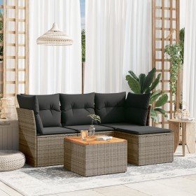 Gartensitzgruppe mit 5-teiligen Sofas und Kissen aus grauem synthetischem Rattan. von , Gartensets - Ref: Foro24-3255941, Pre...