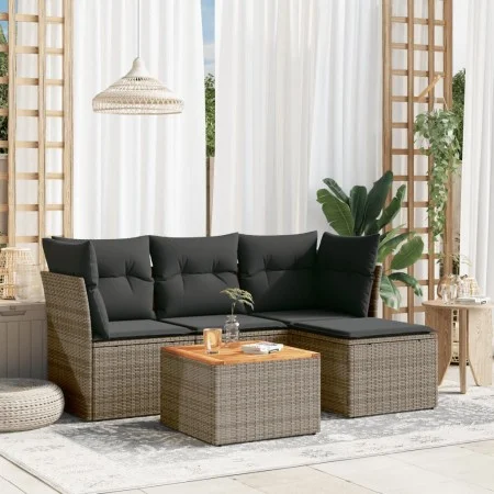 Juego de sofás jardín con cojines 5 pzas ratán sintético gris by , Garden sets - Ref: Foro24-3255941, Price: 284,96 €, Discou...