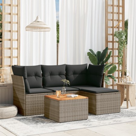 Juego de sofás jardín con cojines 5 pzas ratán sintético gris by , Garden sets - Ref: Foro24-3255941, Price: 284,27 €, Discou...