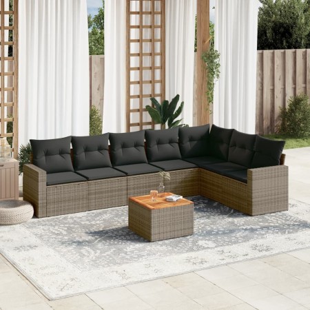 Gartensofa-Set, 8-teilig, mit grauen Kissen aus synthetischem Rattan. von , Gartensets - Ref: Foro24-3256487, Preis: 500,46 €...