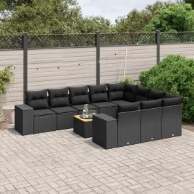Set de sofás de jardín 11 pzas y cojines ratán sintético negro by , Garden sets - Ref: Foro24-3257952, Price: 676,33 €, Disco...