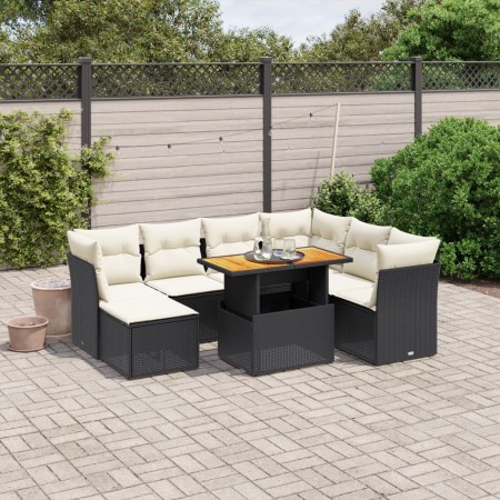 8-teiliges Gartensofa-Set und Kissen aus schwarzem Kunststoff-Rattan. von , Gartensets - Ref: Foro24-3275492, Preis: 472,71 €...