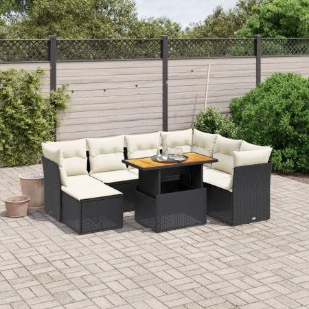 8-teiliges Gartensofa-Set und Kissen aus schwarzem Kunststoff-Rattan. von , Gartensets - Ref: Foro24-3275492, Preis: 498,99 €...