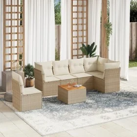 Gartensofagarnitur 7-teilig mit Kissen aus synthetischem Rattan in Beige. von , Gartensets - Ref: Foro24-3255995, Preis: 449,...