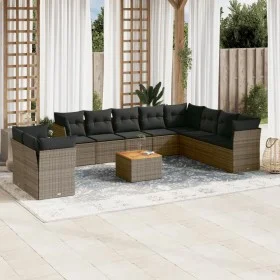 Gartensofagarnitur 11-teilig mit grauen Polstern aus synthetischem Rattan von , Gartensets - Ref: Foro24-3256053, Preis: 652,...