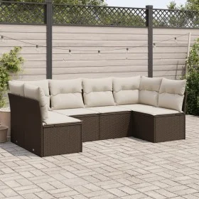 Set sofás de jardín 6 piezas y cojines ratán sintético marrón by , Garden sets - Ref: Foro24-3249232, Price: 391,42 €, Discou...