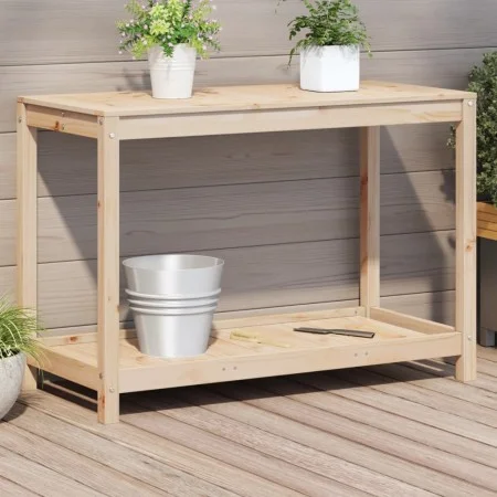 Mesa de plantación con estante madera maciza pino 108x50x75 cm de , Soportes para macetas - Ref: Foro24-832402, Precio: 90,25...